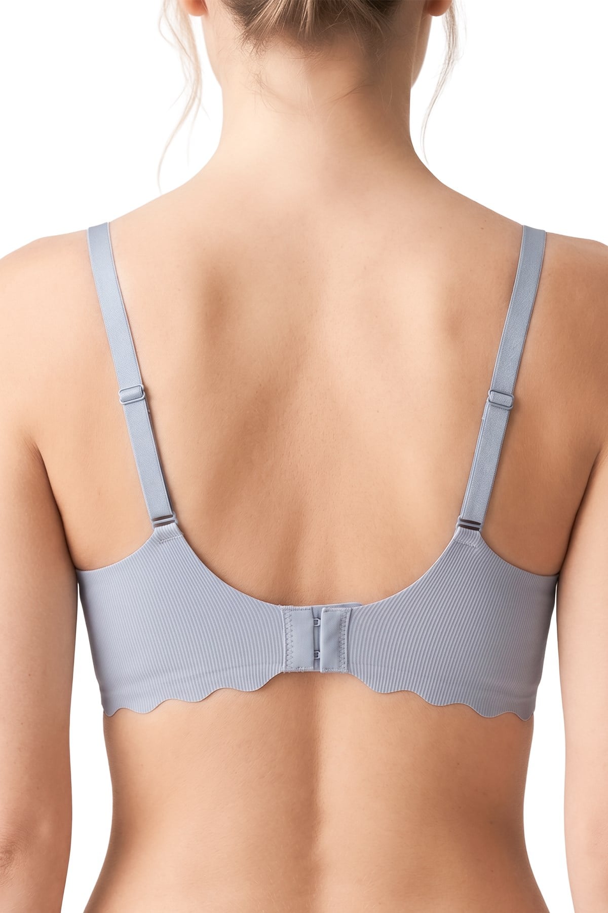 Seamless Bra - Lumera | Gri Lazer Kesim Balensiz Rib Dokulu Dalgalı Kenar Dikişsiz Kadın Sütyen