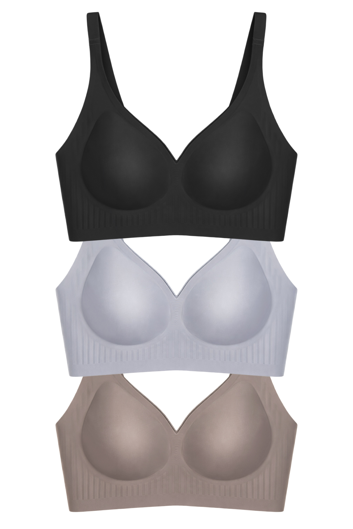 Seamless Bra - Slight | Lazer Kesim Dikişsiz Dilim Detaylı Balensiz Kadın Sütyen 3lü Paket-2