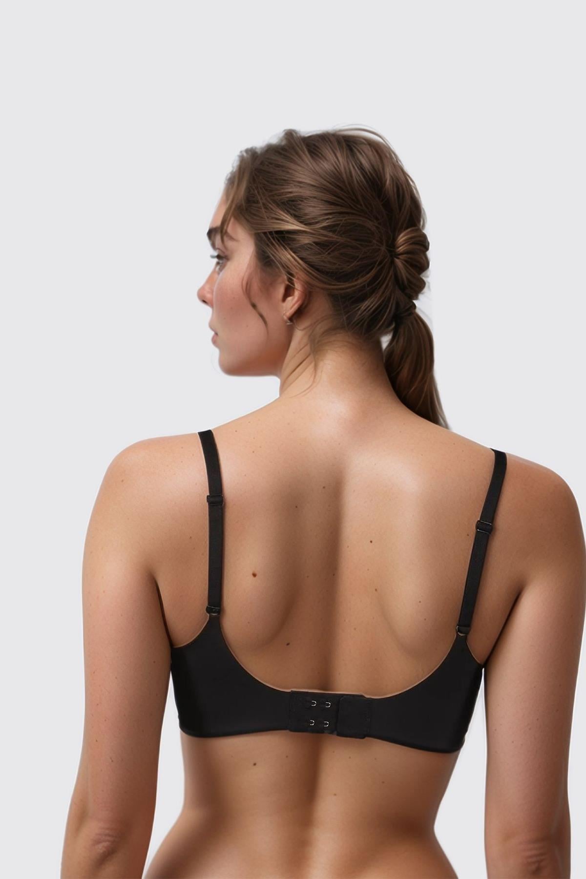 Seamless Bra - Wave | Siyah Lazer Kesim Dikişsiz Dalga Detaylı Balensiz Kadın Sütyen