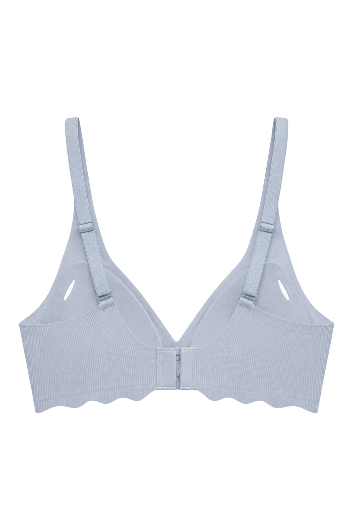 Seamless Bra - Lumera | Gri Lazer Kesim Balensiz Rib Dokulu Dalgalı Kenar Dikişsiz Kadın Sütyen