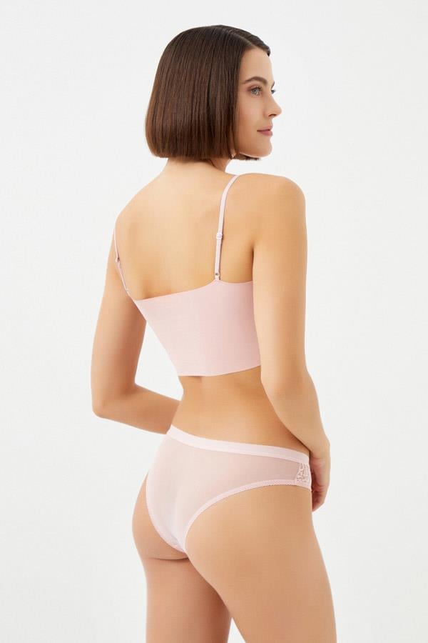 Transparan Tül Dantel ve Taş Detaylı Kadın Brezilya Külot 5li Paket