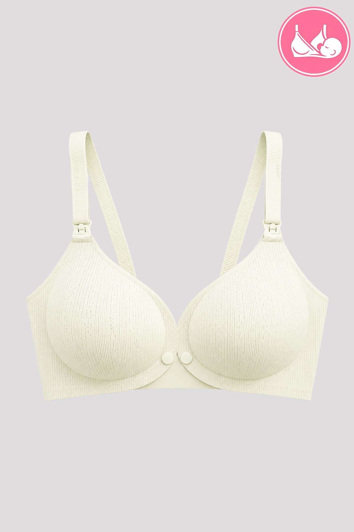 Seamless Bra - Mavelle | Krem Lazer Kesim Klipsli ve Çıtçıtlı Önü Açılabilir Emzirme Sütyeni