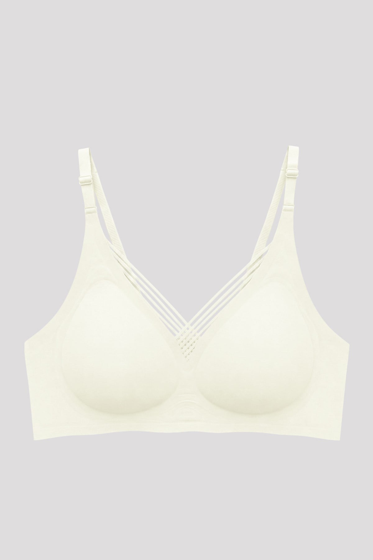 Seamless Bra - Lucent | Krem Lazer Kesim Balensiz Ön Çapraz Şerit Detaylı Kadın Sütyen