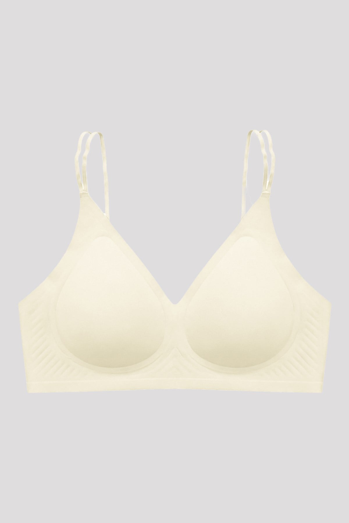 Seamless Bra - Viora | Krem Lazer Kesim Balensiz Kontur Kabartma Detaylı Dikişsiz Kadın Sütyen