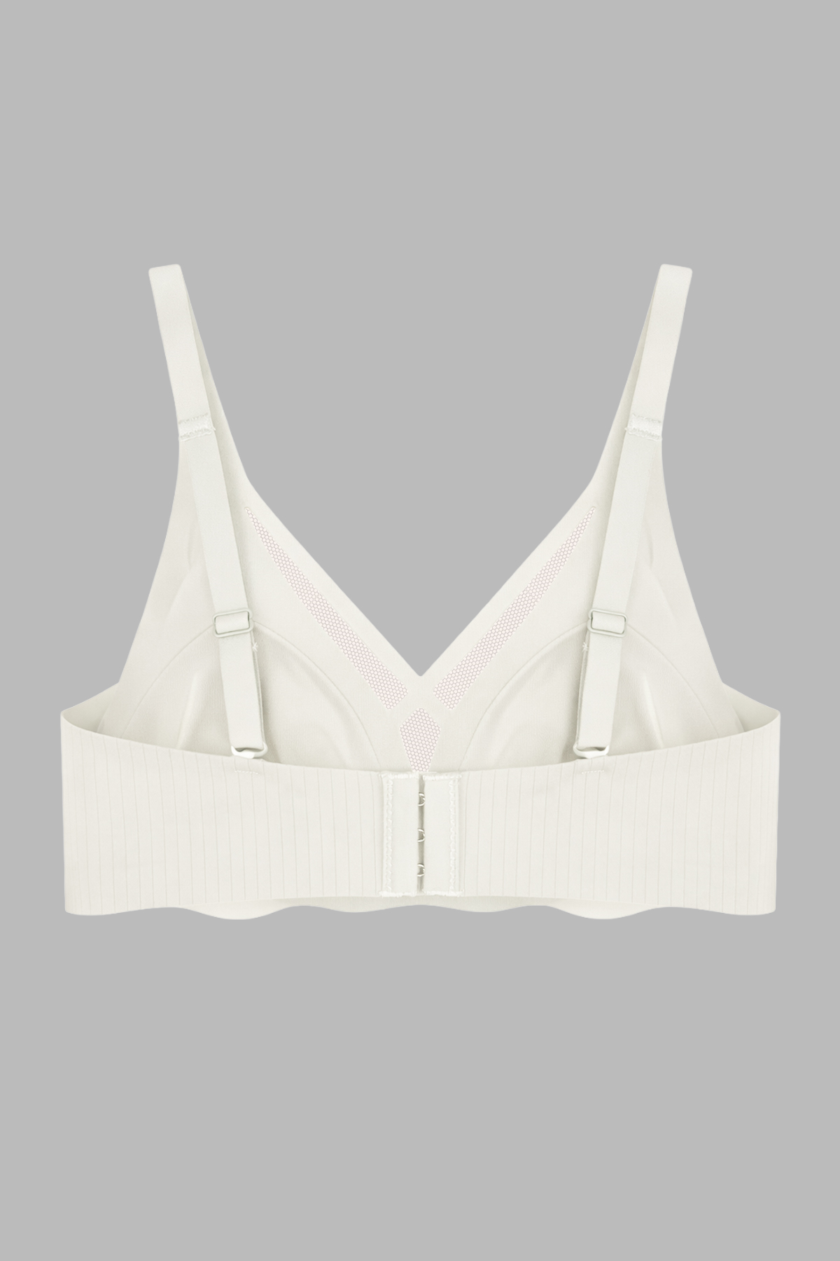 Seamless Bra - Liny | Krem Lazer Kesim Dikişsiz Çizgi Desenli Dekolteli Kadın Sütyen