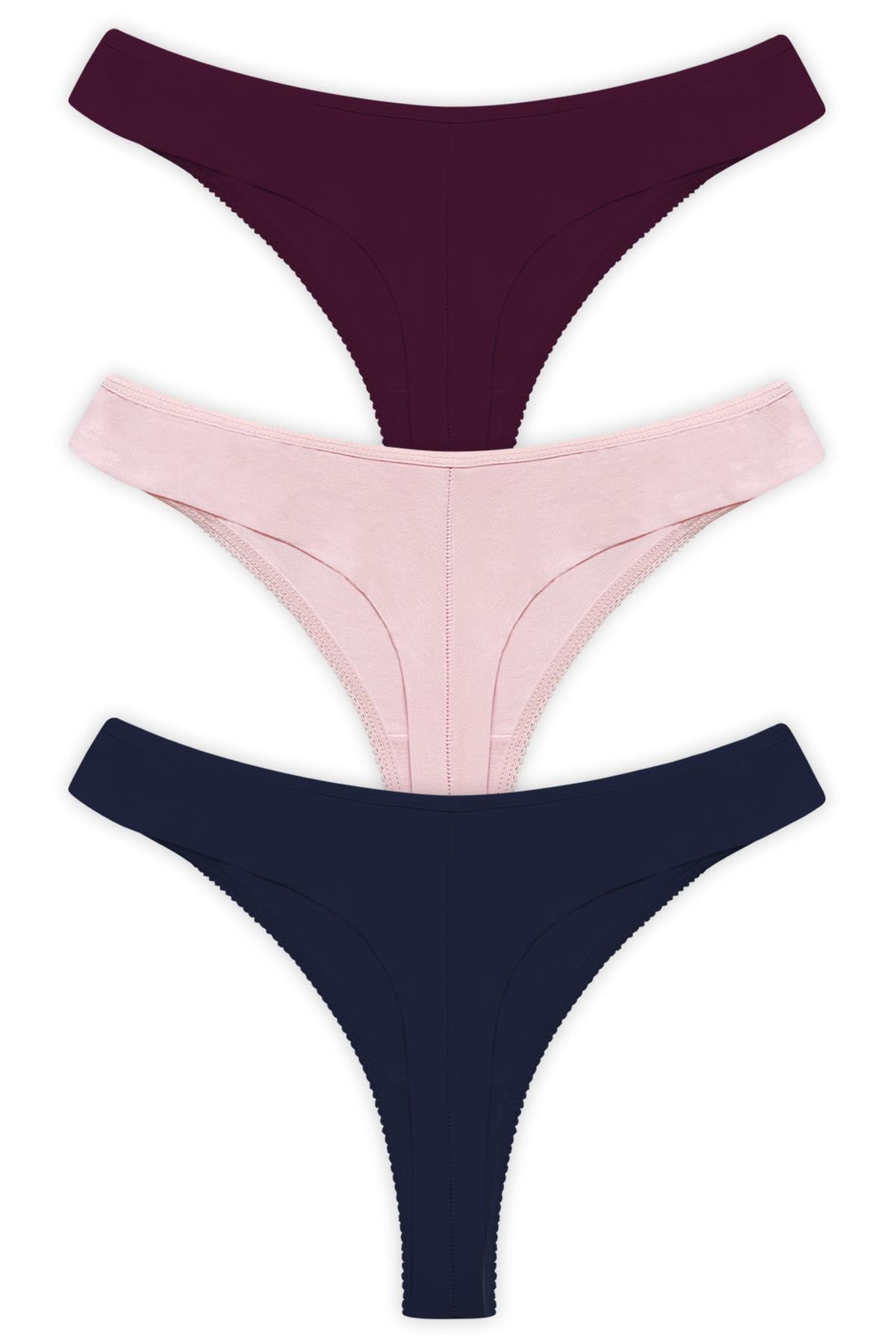Basic Pamuklu Kadın Tanga 3lü Paket Külot - 2