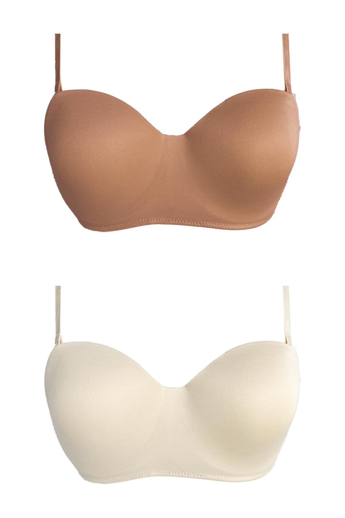 Balenli Toparlayıcı Dolgusuz Straplez Sütyen 2li Paket-3