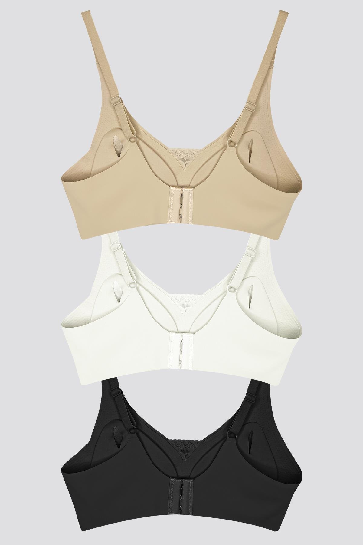 Lazer Kesim Dikişsiz Çıkarılabilir Pedli Hayalet Sütyen Dantel Detay Ayarlanabilir Askı - 3lü Paket