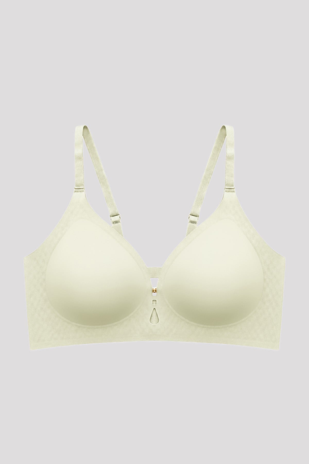 Seamless Bra - Elune | Krem Lazer Kesim Balensiz Dekolte Taş Detaylı Dikişsiz Kadın Sütyen