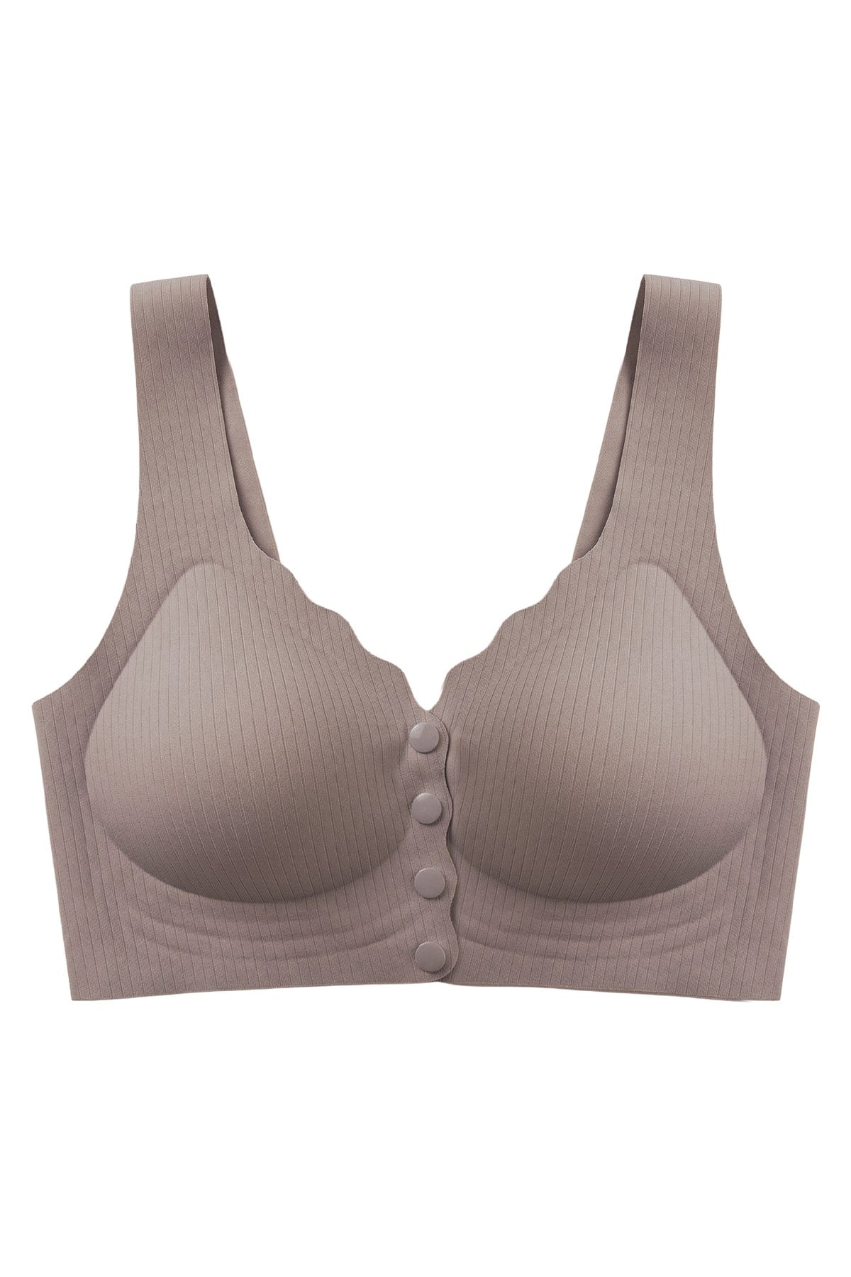 Seamless Bra - Feel | Kahverengi Lazer Kesim Çizgi Detaylı Önü Açılabilir Dikişsiz Kadın Sütyen