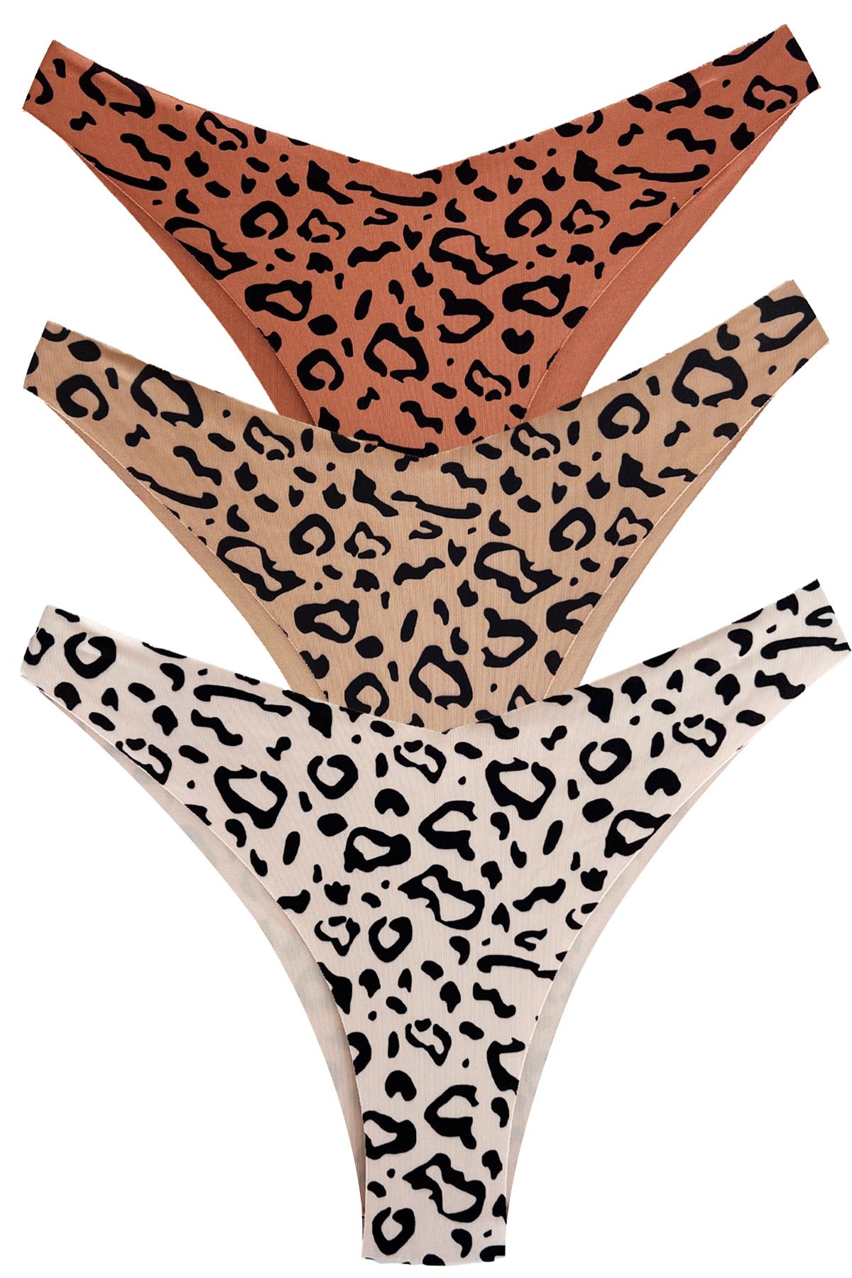 Basic Desenli Lazer Kesim Kadın Brezilya Külot 3lü Paket-2