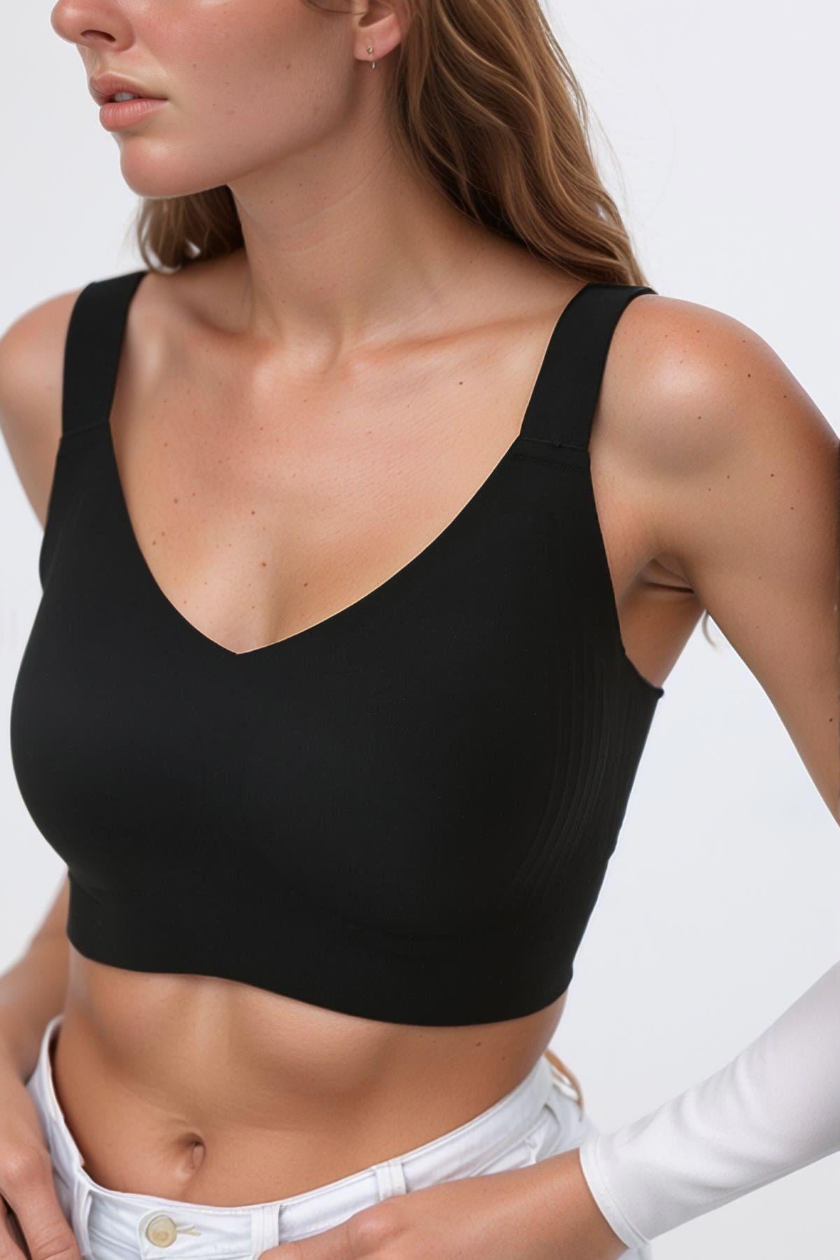 Seamless Bra - Curve | Siyah Lazer Kesim Dikişsiz Toparlayıcı Büyük Beden Kadın Sütyen