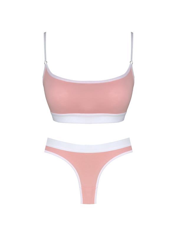 Pudra Pamuklu Lastik Detaylı Ayarlanabilir Askılı Kadın Sütyen Takımı