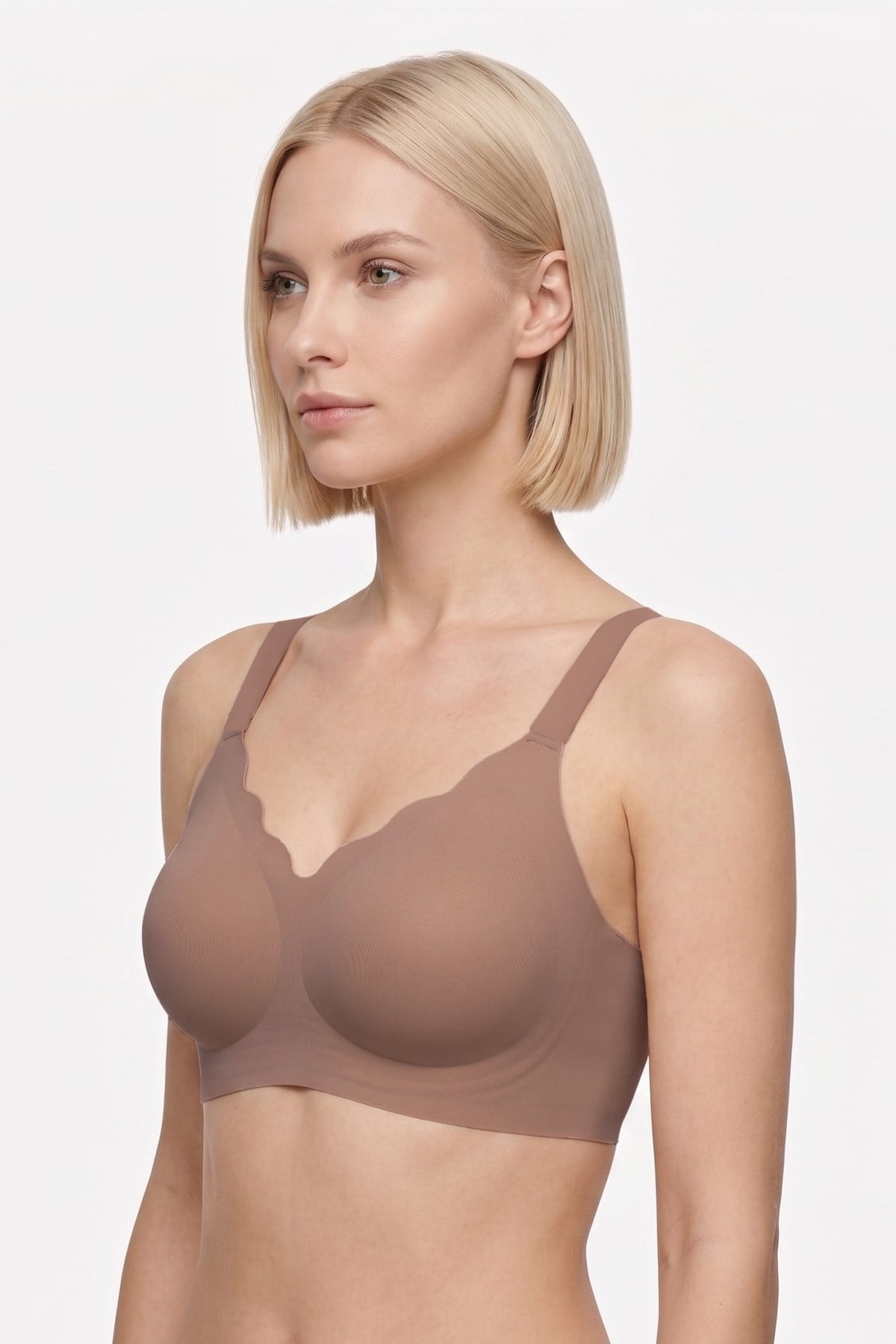 Seamless Bra - Smooth | Kahverengi Lazer Kesim Balensiz Ayarlanabilir Askılı Dikişsiz Kadın Sütyen