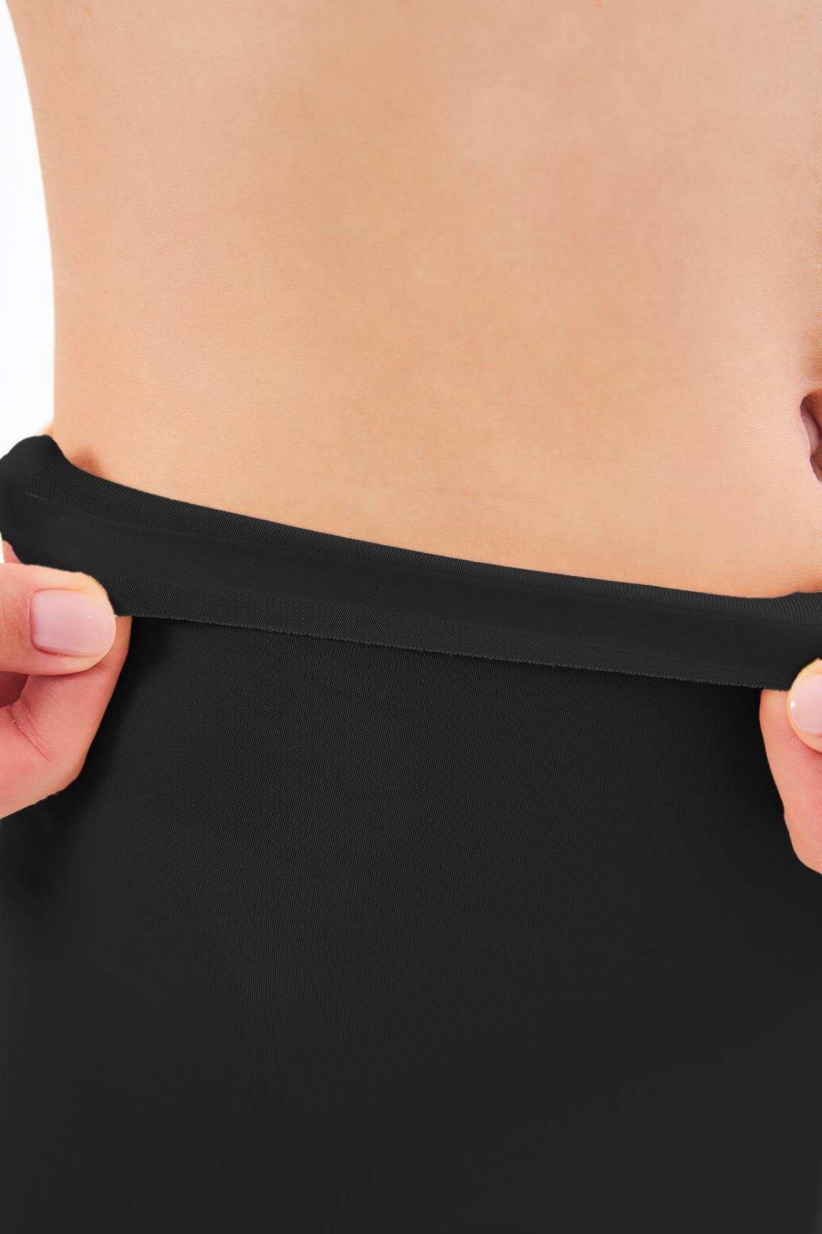 Siyah Yüksek Bel Toparlayıcı Lazer Kesim Kadın Korse