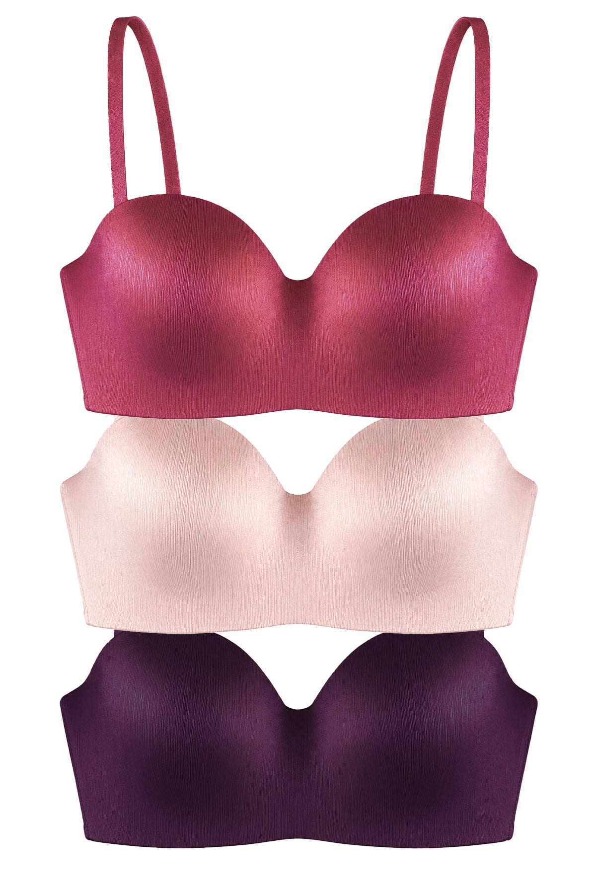 Seamless Bra - Maris | Micro Balenli Parlak Straplez Kadın Sütyen 3lü Paket-2