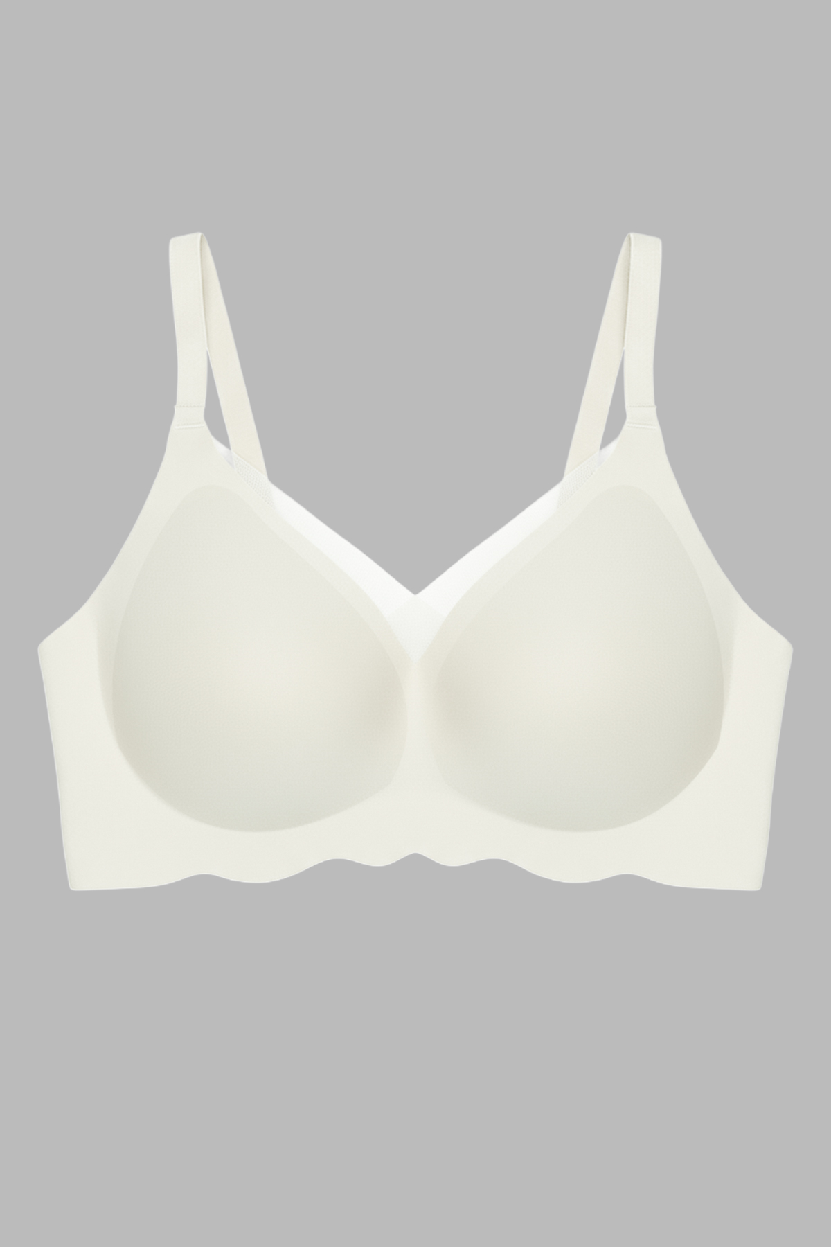 Seamless Bra - Touch | Krem Lazer Kesim Dikişsiz Tül ve Dalga Detaylı Balensiz Kadın Sütyen