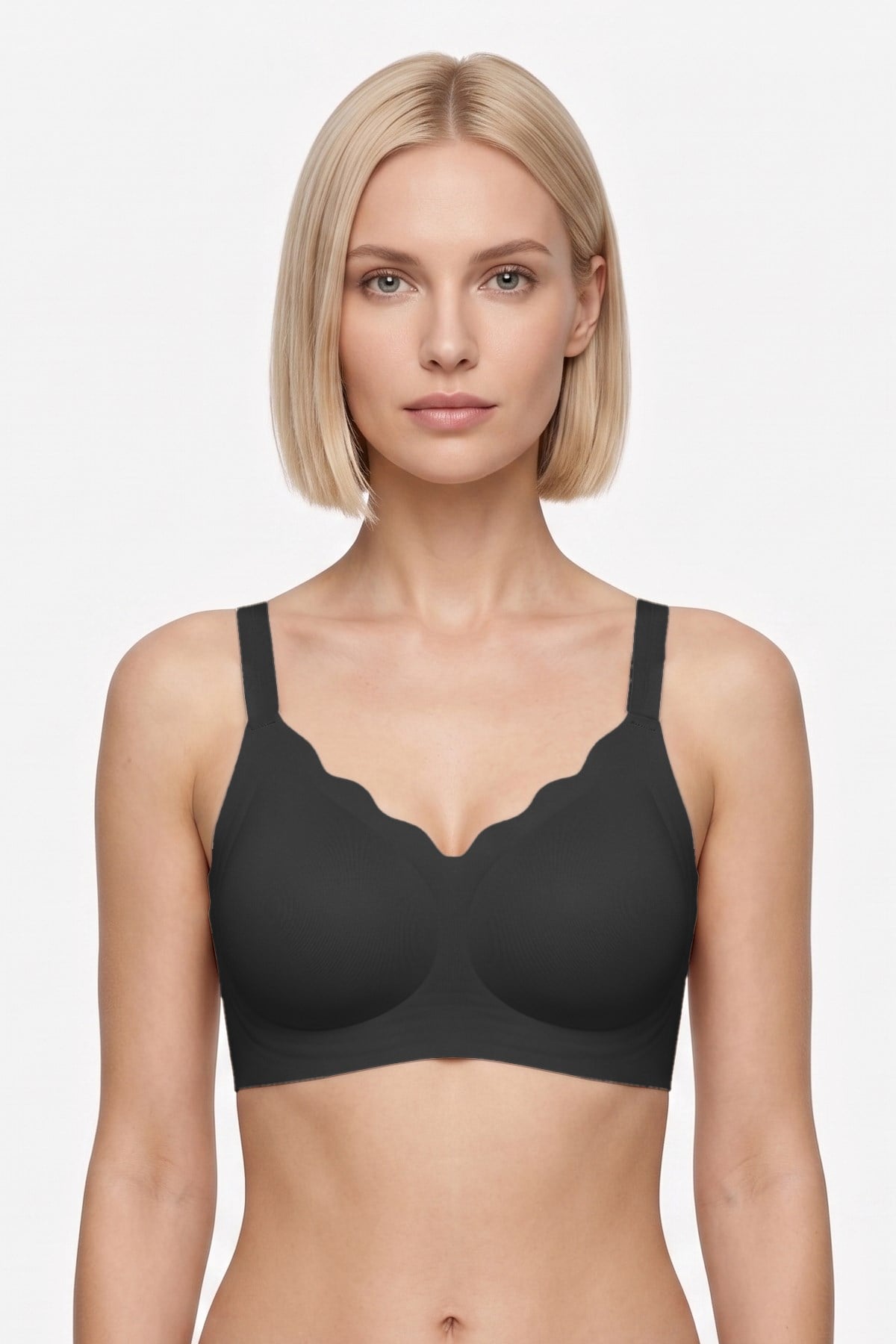 Seamless Bra - Smooth | Siyah Lazer Kesim Balensiz Ayarlanabilir Askılı Dikişsiz Kadın Sütyen