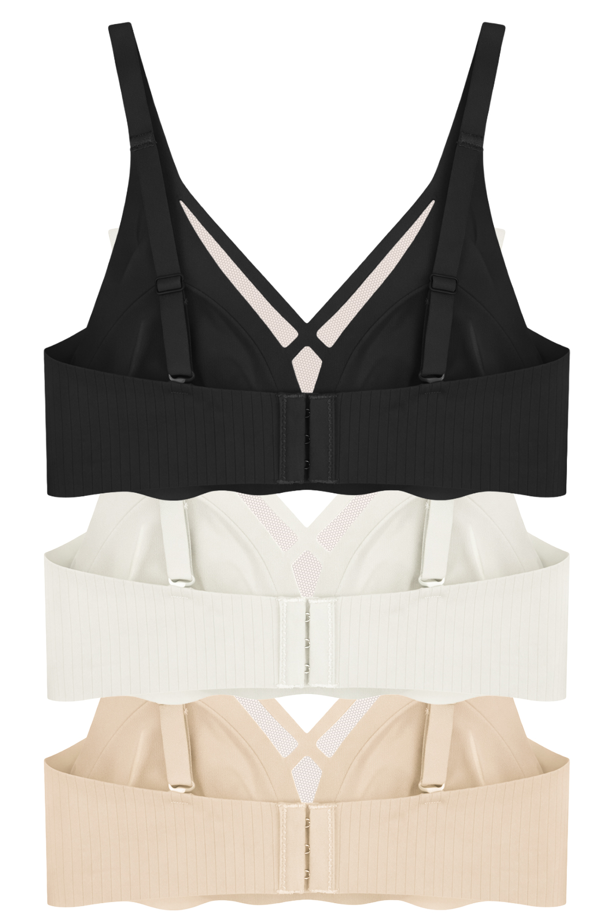 Seamless Bra - Liny | Lazer Kesim Dikişsiz Çizgi Desenli Dekolteli Kadın Sütyen 3lü Paket