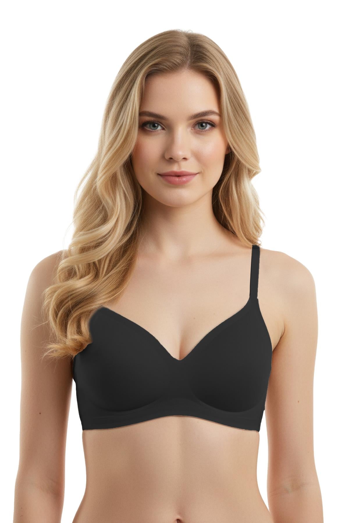 Seamless Bra - Pure | Siyah Lazer Kesim Dikişsiz Ayarlanabilir Askılı Balensiz Kadın Sütyen