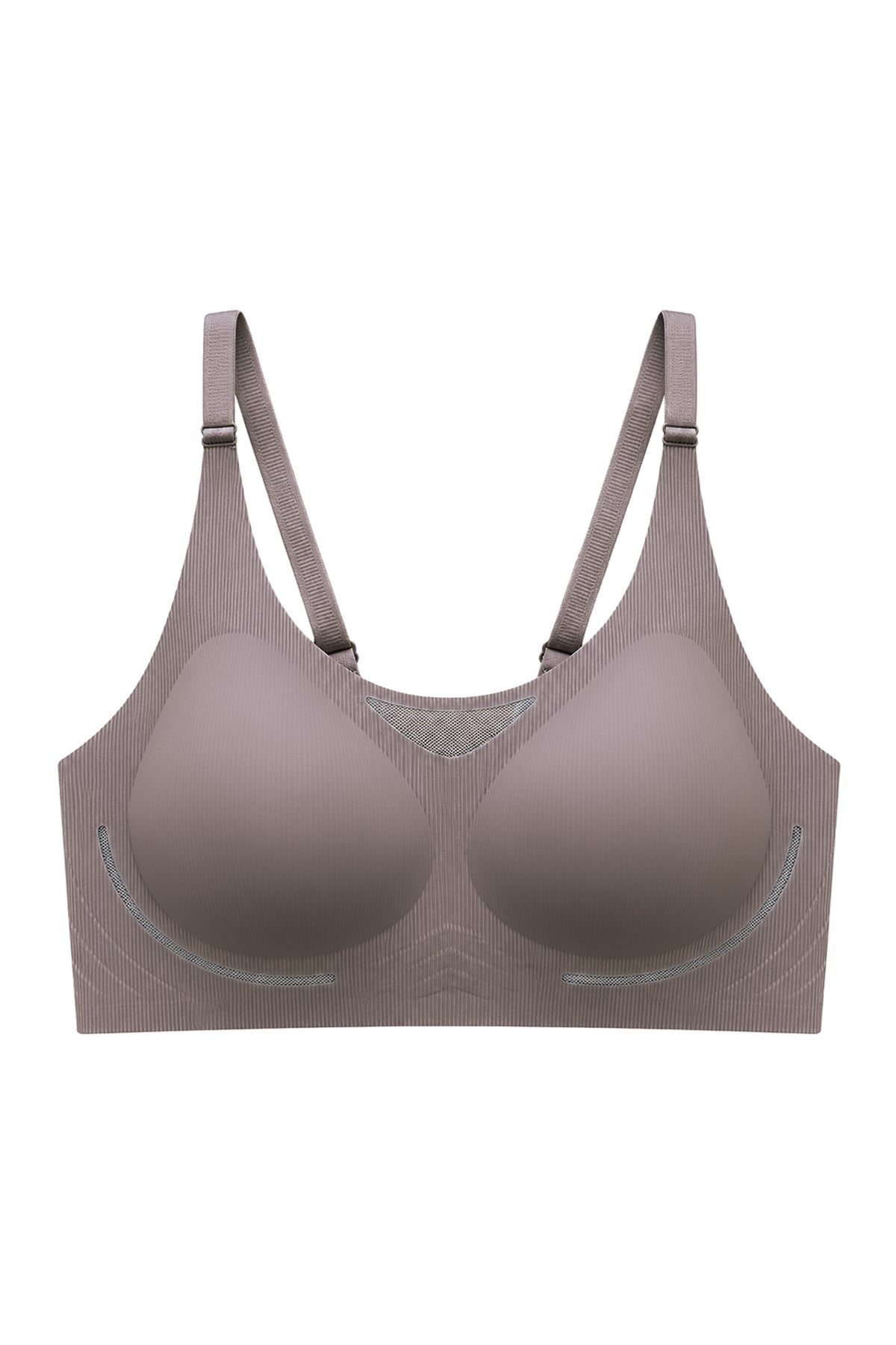 Seamless Bra - Avena | Kahverengi Lazer Kesim Balensiz Çizgi Dokulu Tül Detaylı Kadın Sütyen