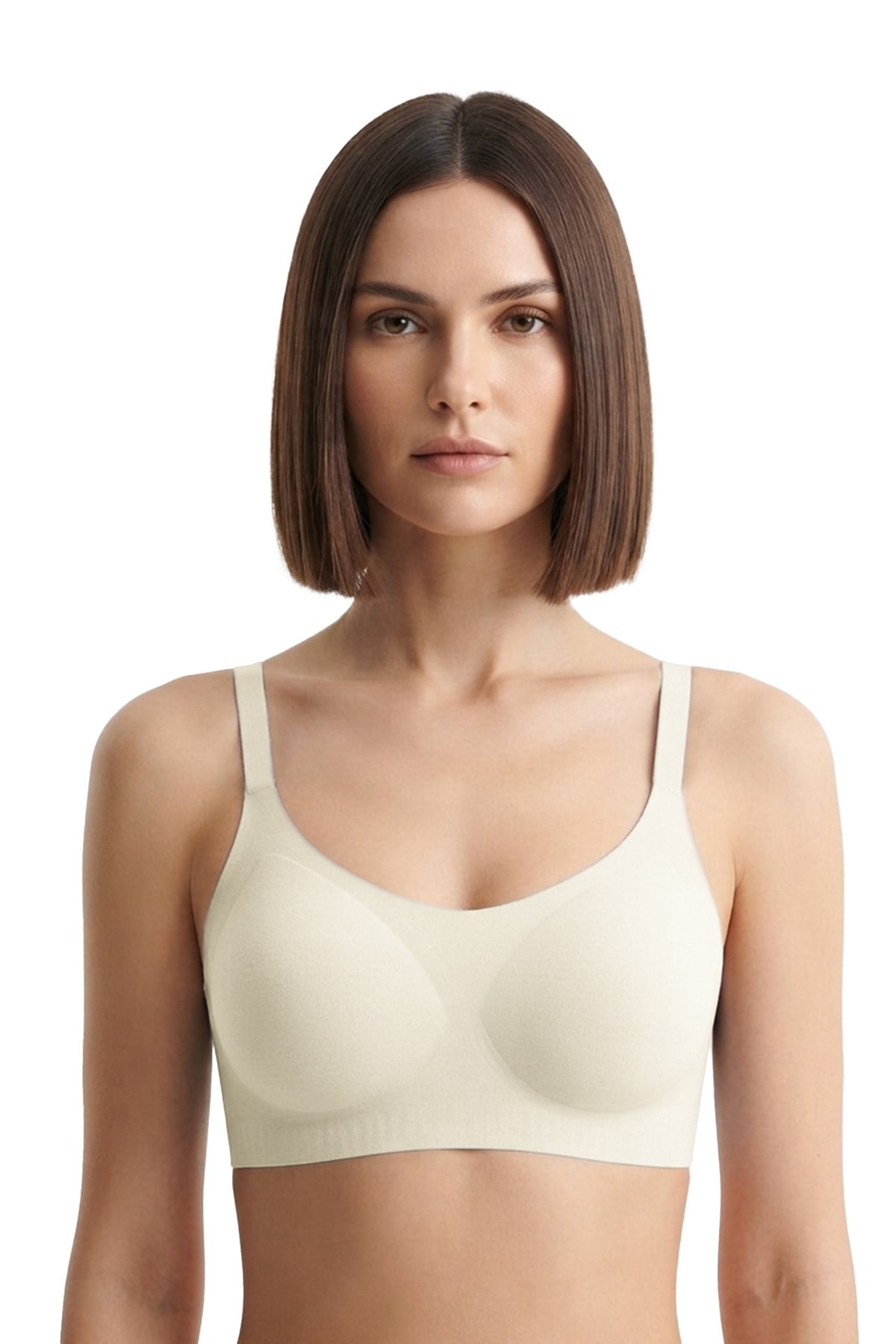Seamless Bra - Solena | Krem Lazer Kesim Dikişsiz Balensiz Toparlayıcı Kadın Sütyen
