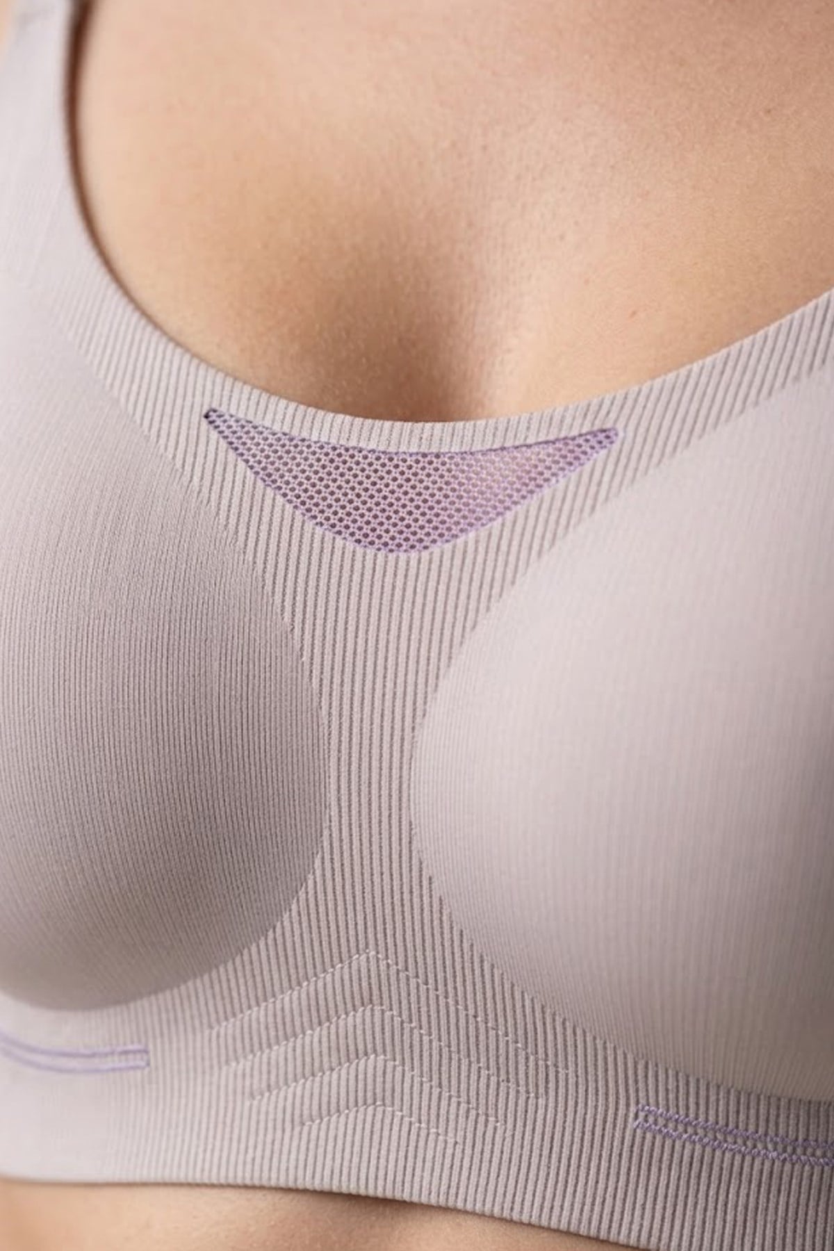 Seamless Bra - Avena | Lila Lazer Kesim Balensiz Çizgi Dokulu Tül Detaylı Kadın Sütyen