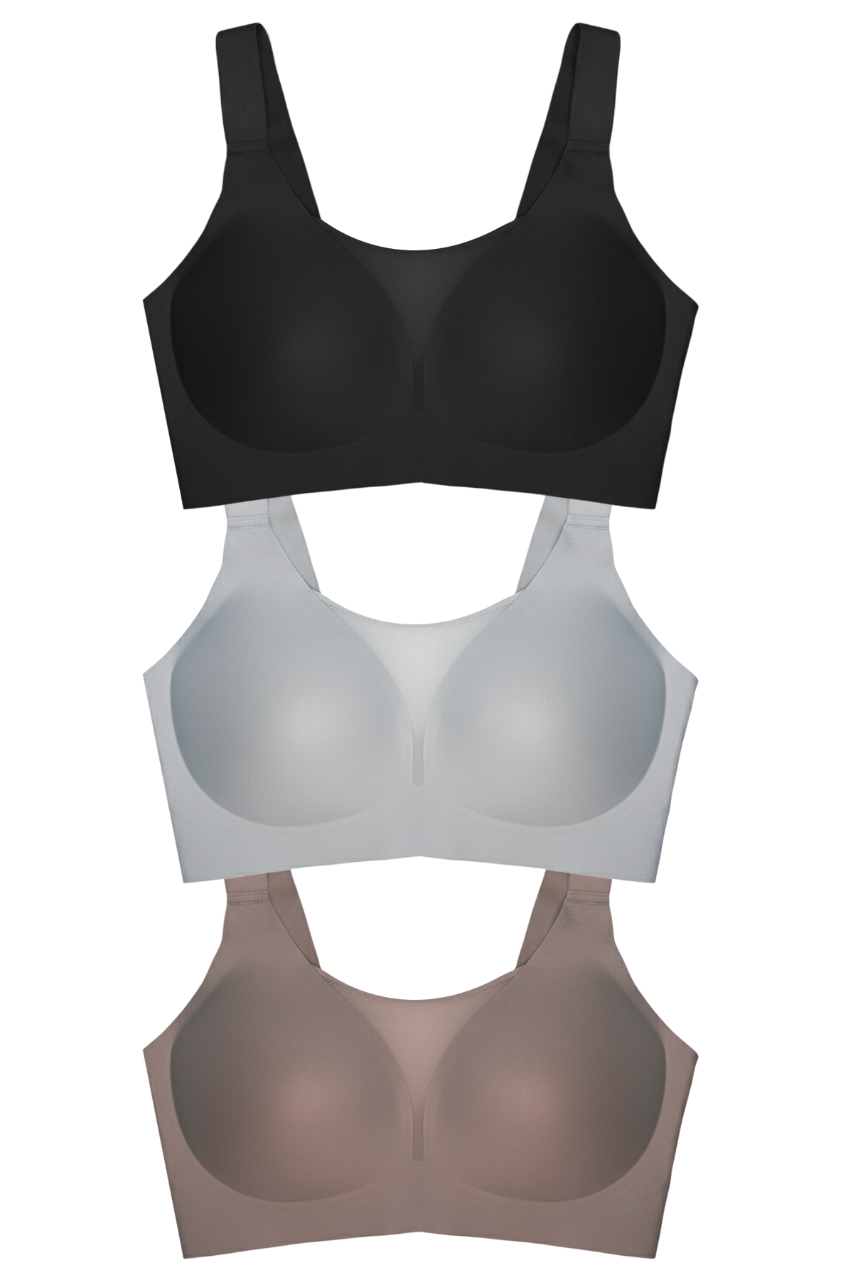 Seamless Bra - Forme | Lazer Kesim Dikişsiz Toparlayıcı Büyük Tüllü Beden Kadın Sütyen 3lü Paket-2