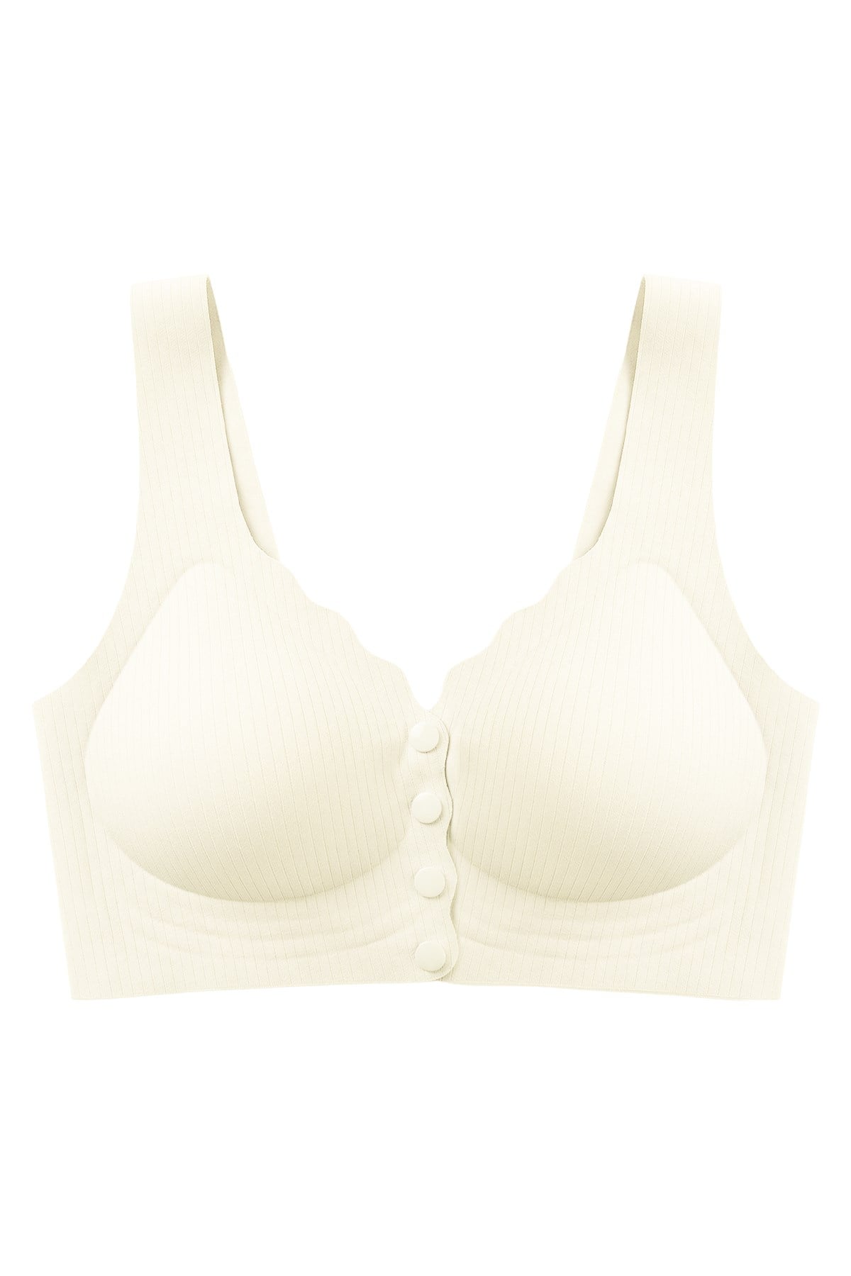 Seamless Bra - Feel | Krem Lazer Kesim Çizgi Detaylı Önü Açılabilir Dikişsiz Kadın Sütyen