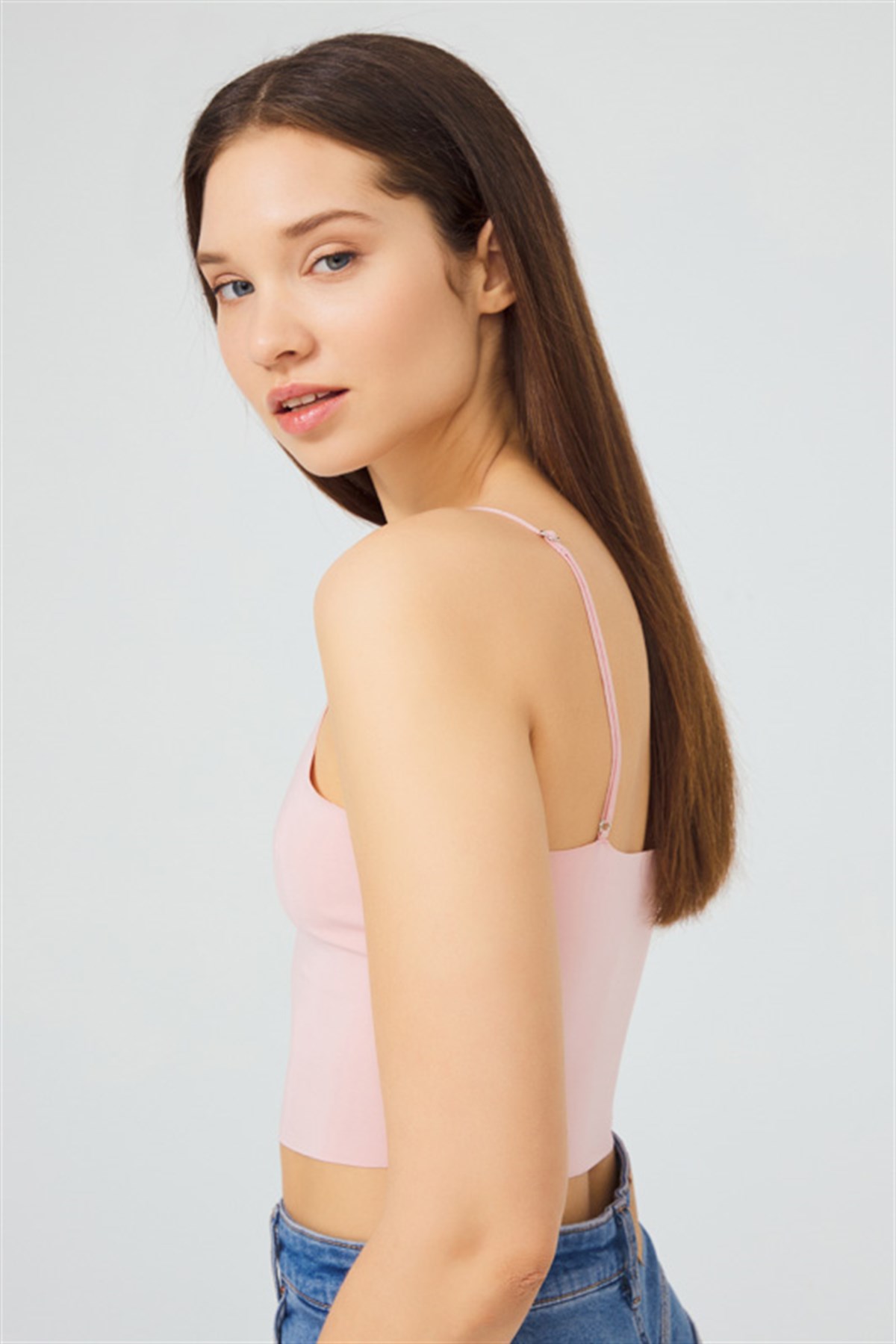 Ayarlanabilir İnce Askılı Lazer Kesim Crop Büstiyer 5li Paket