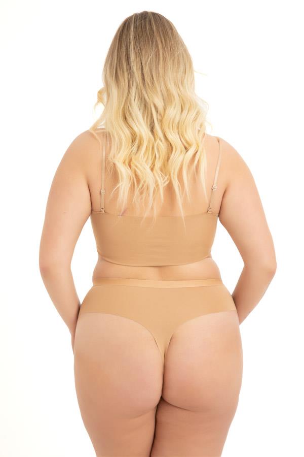 File Detaylı Beli Lastikli Lazer Kesim Büyük Beden Kadın Tanga Külot 3lü Paket-2