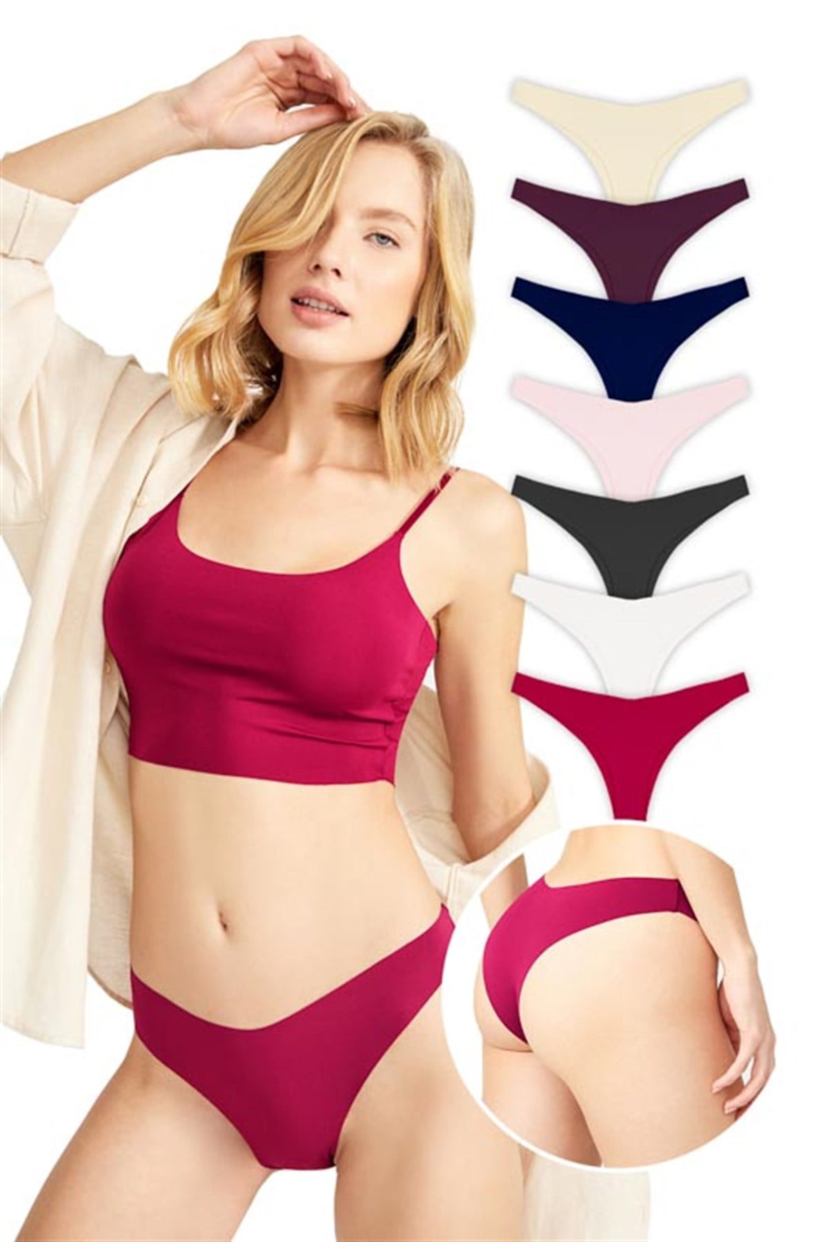 Basic İz Yapmayan Lazer Kesim Brezilya Külot 7li Paket - 2