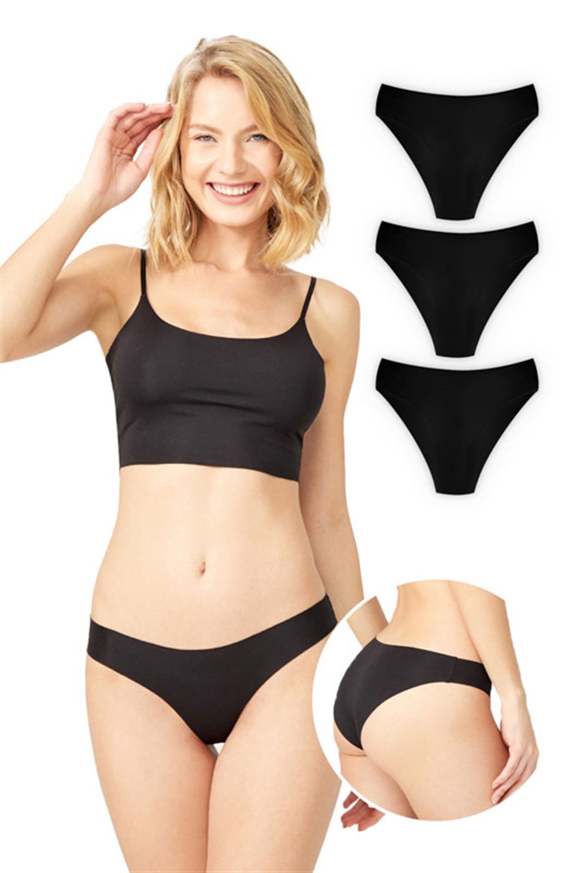 Basic İz Yapmayan Lazer Kesim Kadın Bikini Külot 3lü Paket - 6