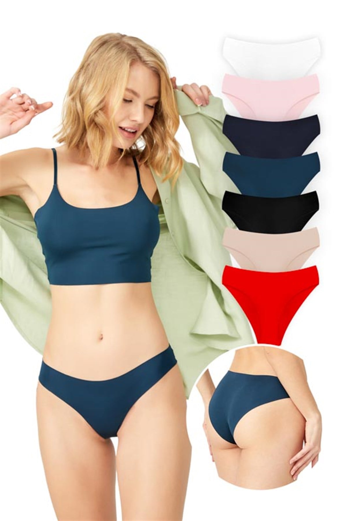 Basic İz Yapmayan Lazer Kesim Kadın Bikini Külot 7li Paket