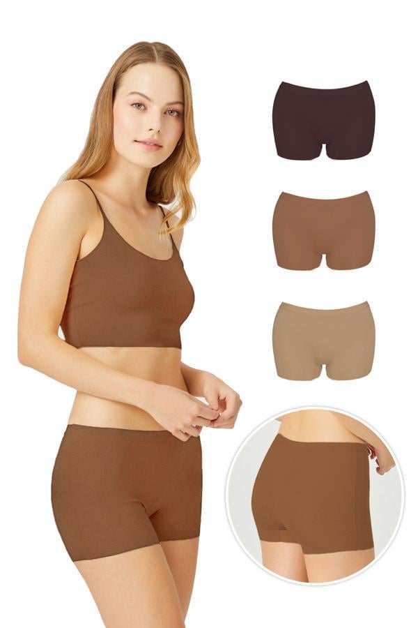 Basic Lazer Kesim Dikişsiz Kadın Boxer Külot 3lü Paket - 2