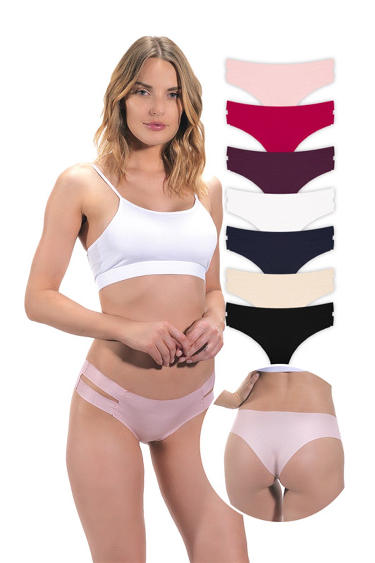 Basic Lazer Kesim Kadın Hipster Külot 7li Paket - 2