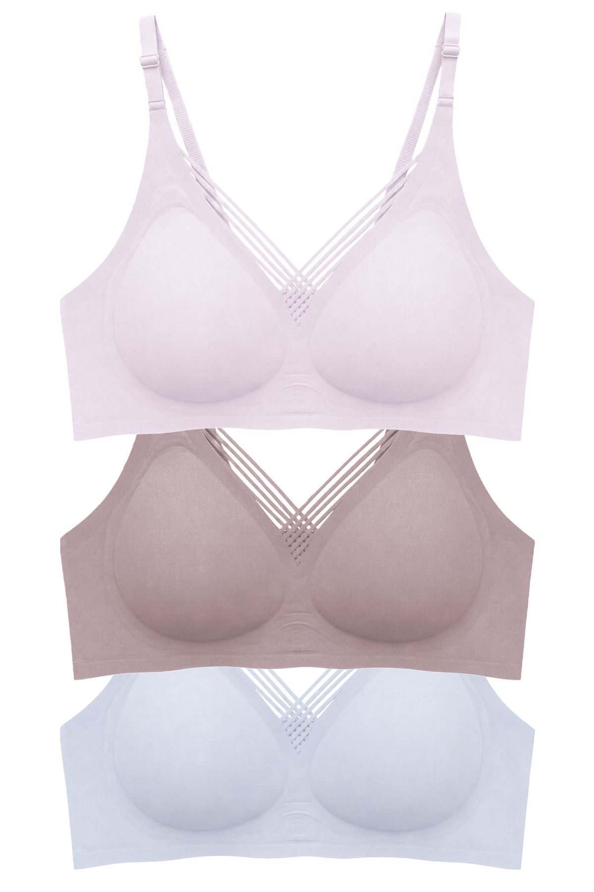 Seamless Bra - Lucent | Lazer Kesim Balensiz Ön Çapraz Şerit Detaylı Kadın Sütyen 3lü Paket