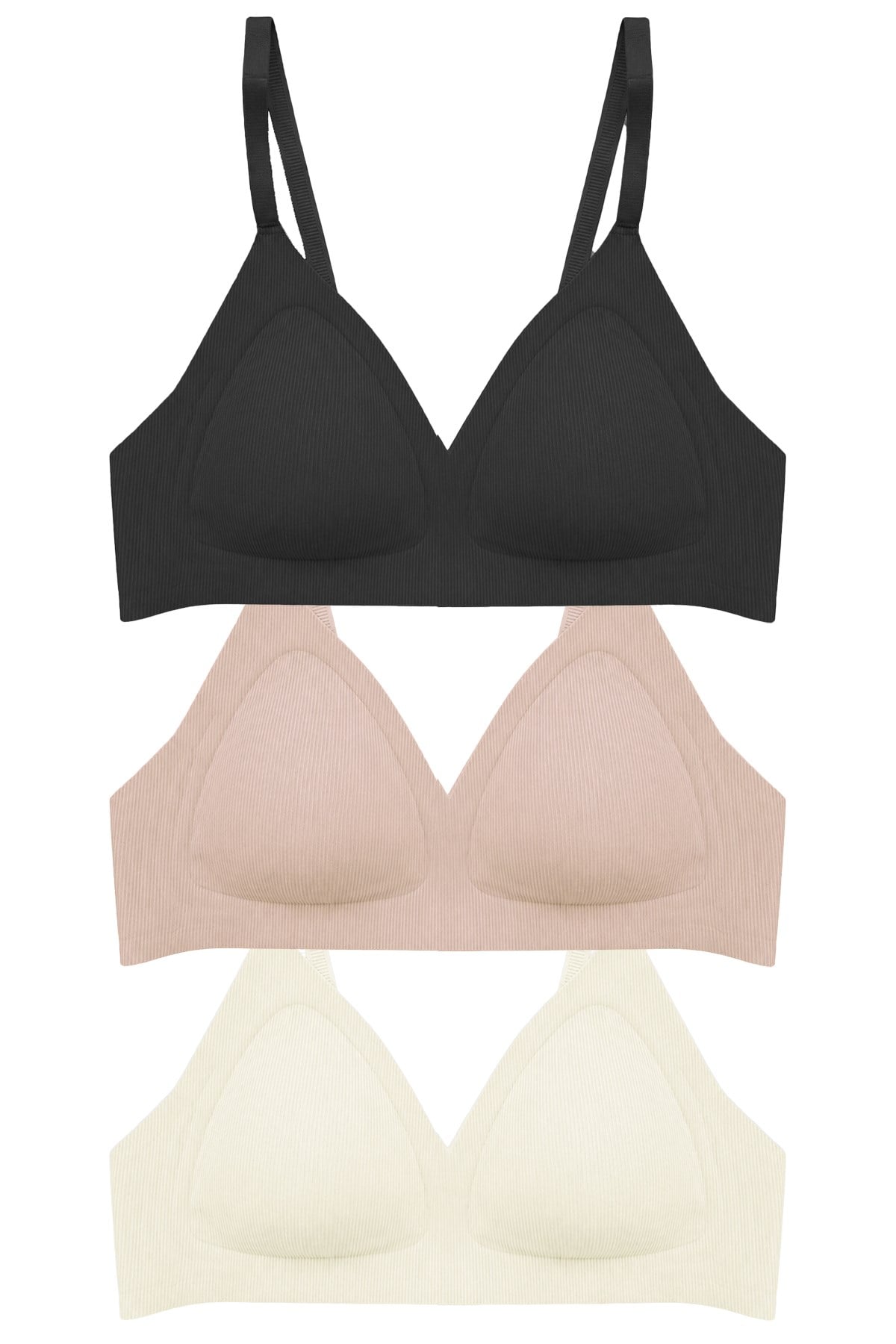 Seamless Bra - Velour | Lazer Kesim Balensiz Üçgen Form Dikişsiz Kadın Sütyen 3lü Paket-2