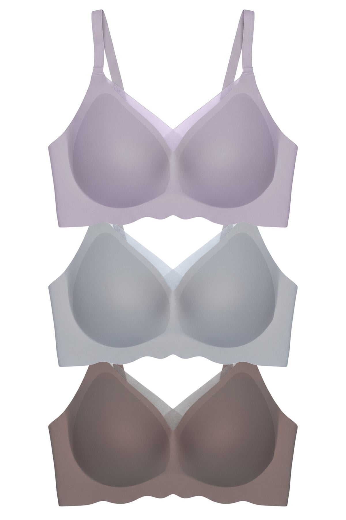Seamless Bra - Touch | Lazer Kesim Dikişsiz Tül ve Dalga Detaylı Balensiz Kadın Sütyen 3lü Paket-2