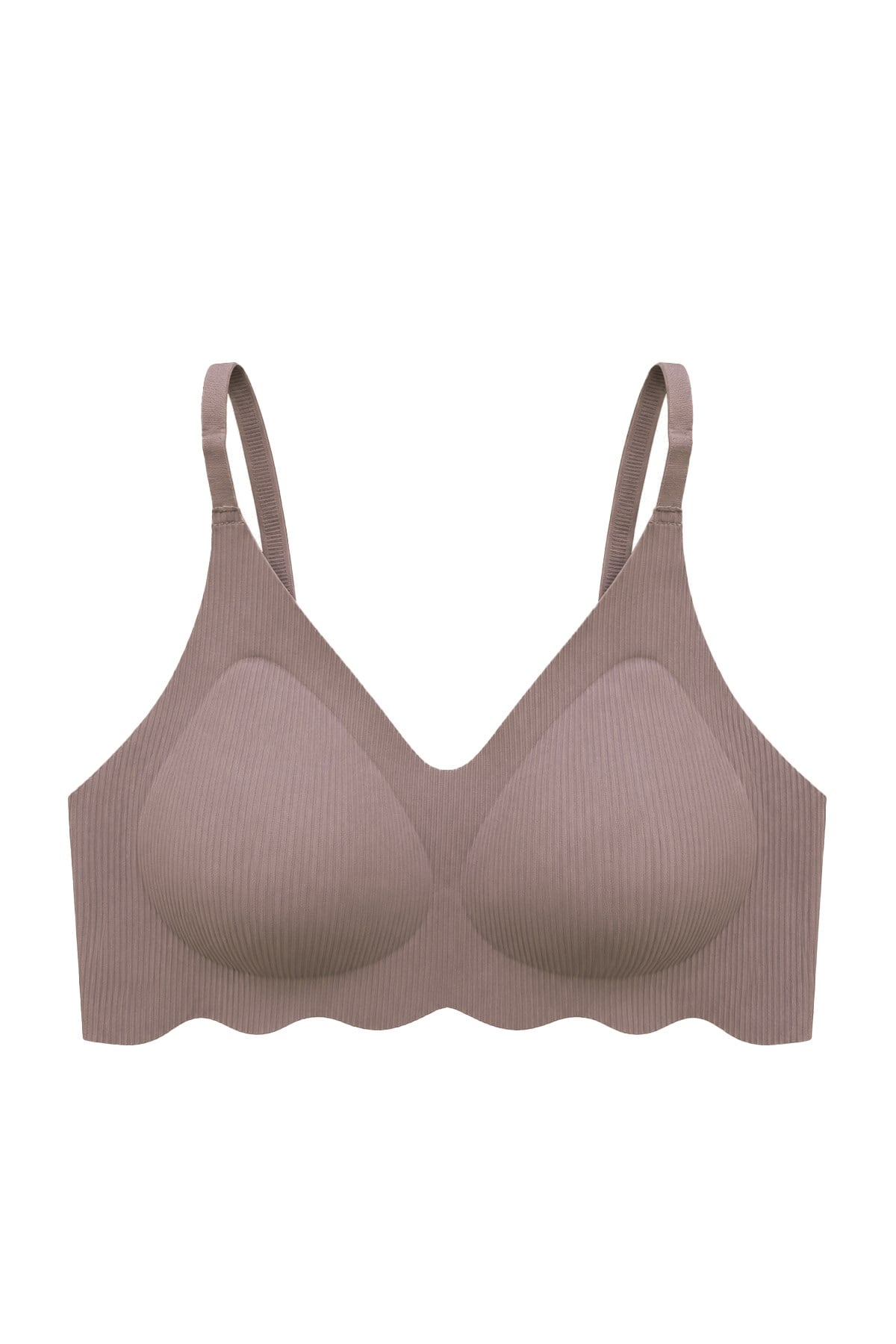 Seamless Bra - Elara | Kahverengi Lazer Kesim Balensiz İnce Fitil Dokulu Dikişsiz Kadın Sütyen