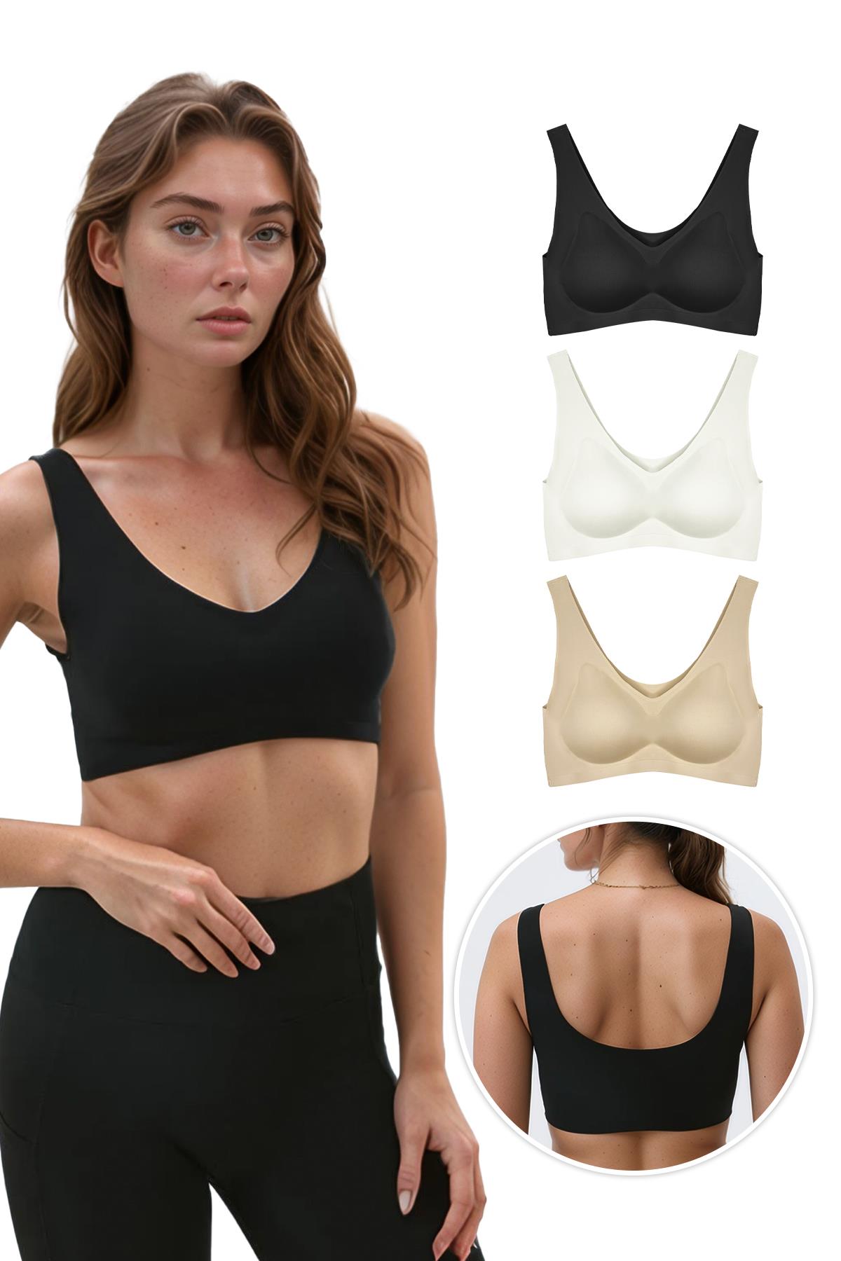 Dikişsiz Lazer Kesim Sütyen Çıkarılabilir Pedli Kadın Hayalet Sütyen - 3lü Paket