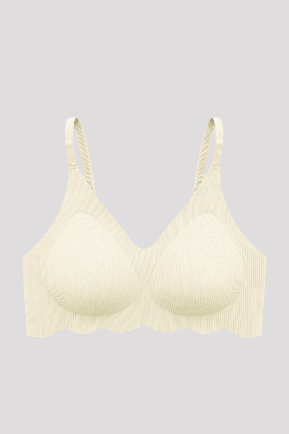 Seamless Bra - Elara | Krem Lazer Kesim Balensiz İnce Fitil Dokulu Dikişsiz Kadın Sütyen