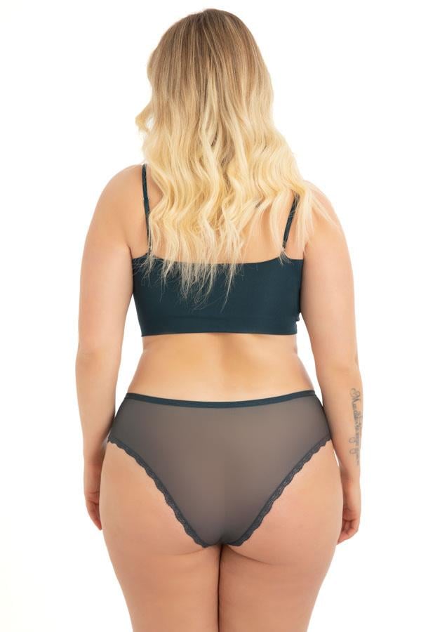 Transparan Tüllü Dantel Detaylı Büyük Beden Kadın Bikini Külot 5li Paket