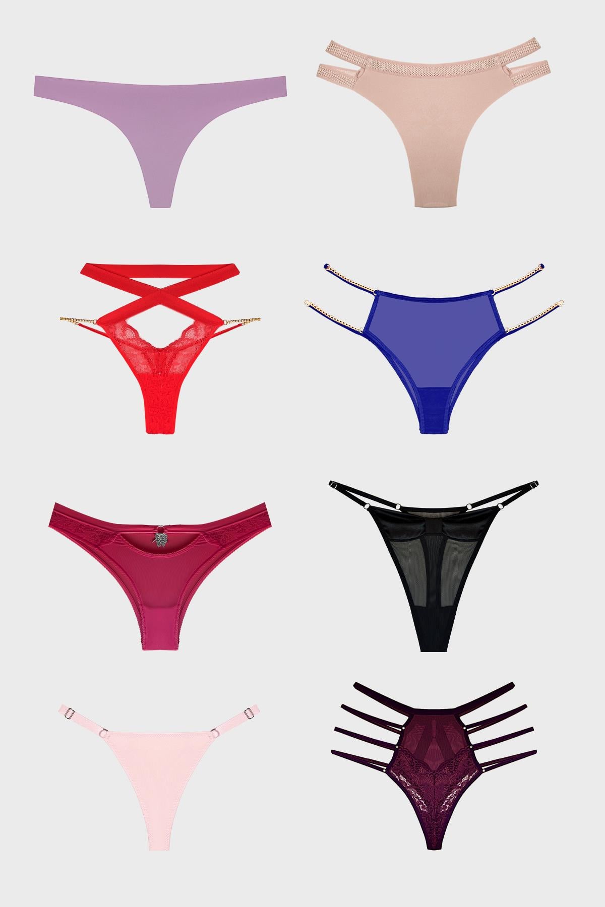 Kadın Bikini Külot Brezilya Külot Tanga Külot Karma Paket 5li