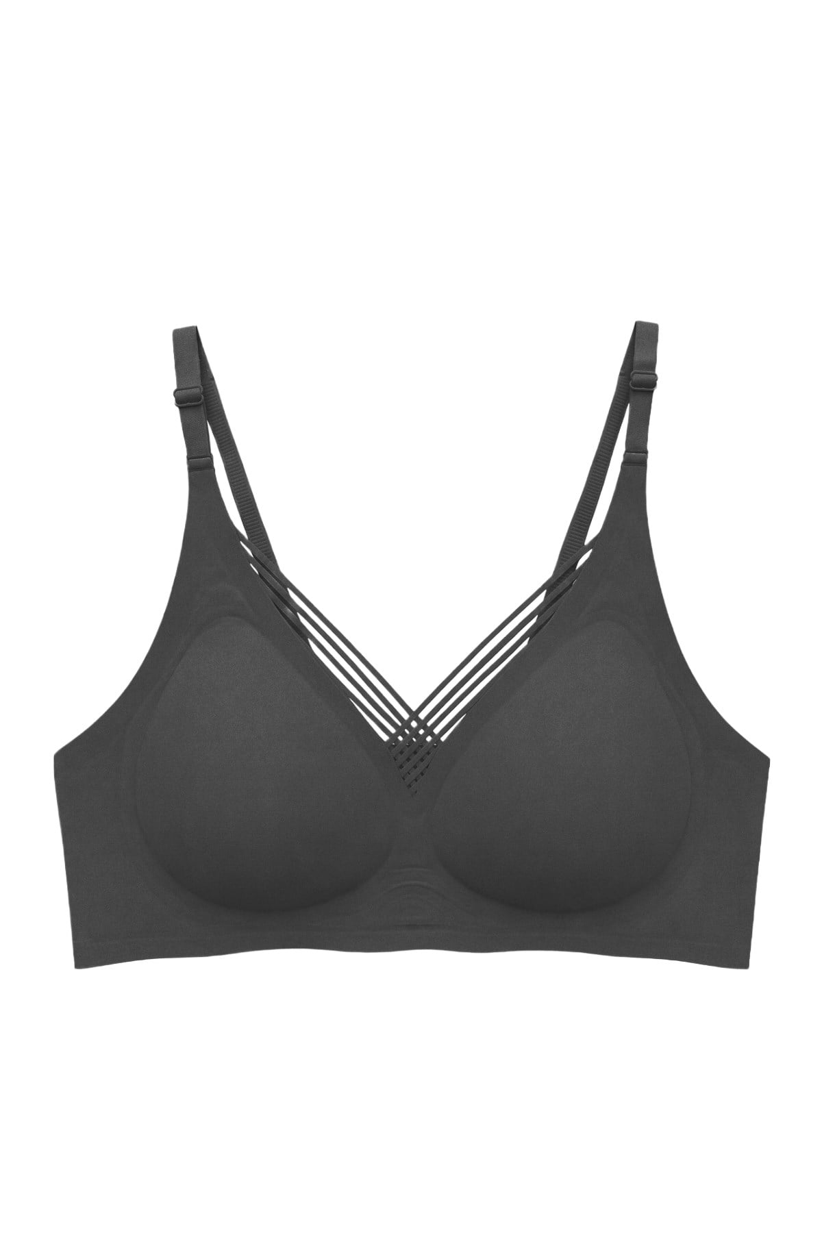 Seamless Bra - Lucent | Siyah Lazer Kesim Balensiz Ön Çapraz Şerit Detaylı Kadın Sütyen