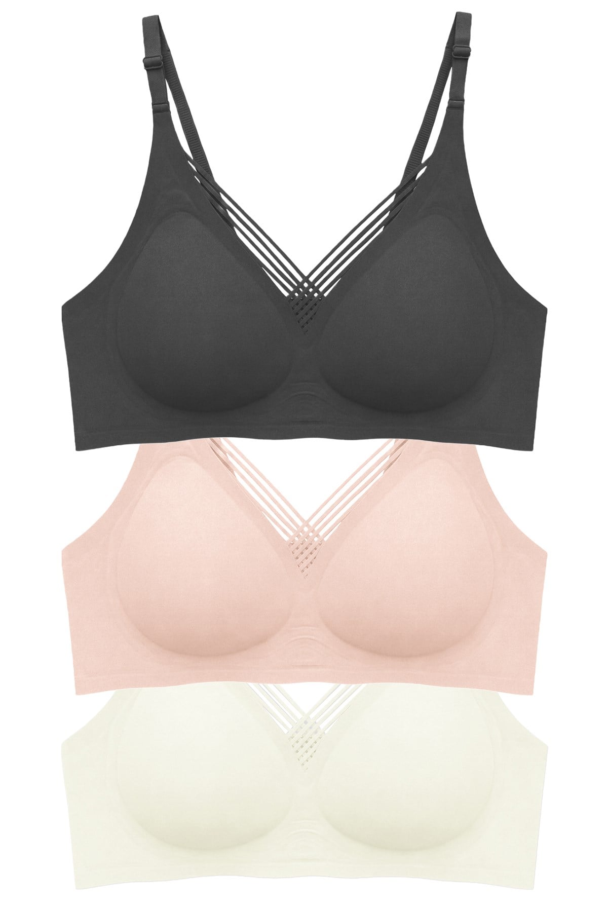Seamless Bra - Lucent | Lazer Kesim Balensiz Ön Çapraz Şerit Detaylı Kadın Sütyen 3lü Paket-2