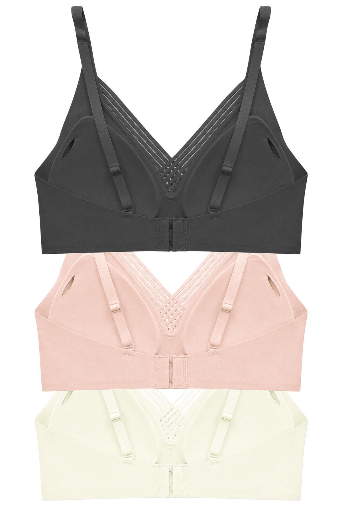 Seamless Bra - Lucent | Lazer Kesim Balensiz Ön Çapraz Şerit Detaylı Kadın Sütyen 3lü Paket-2