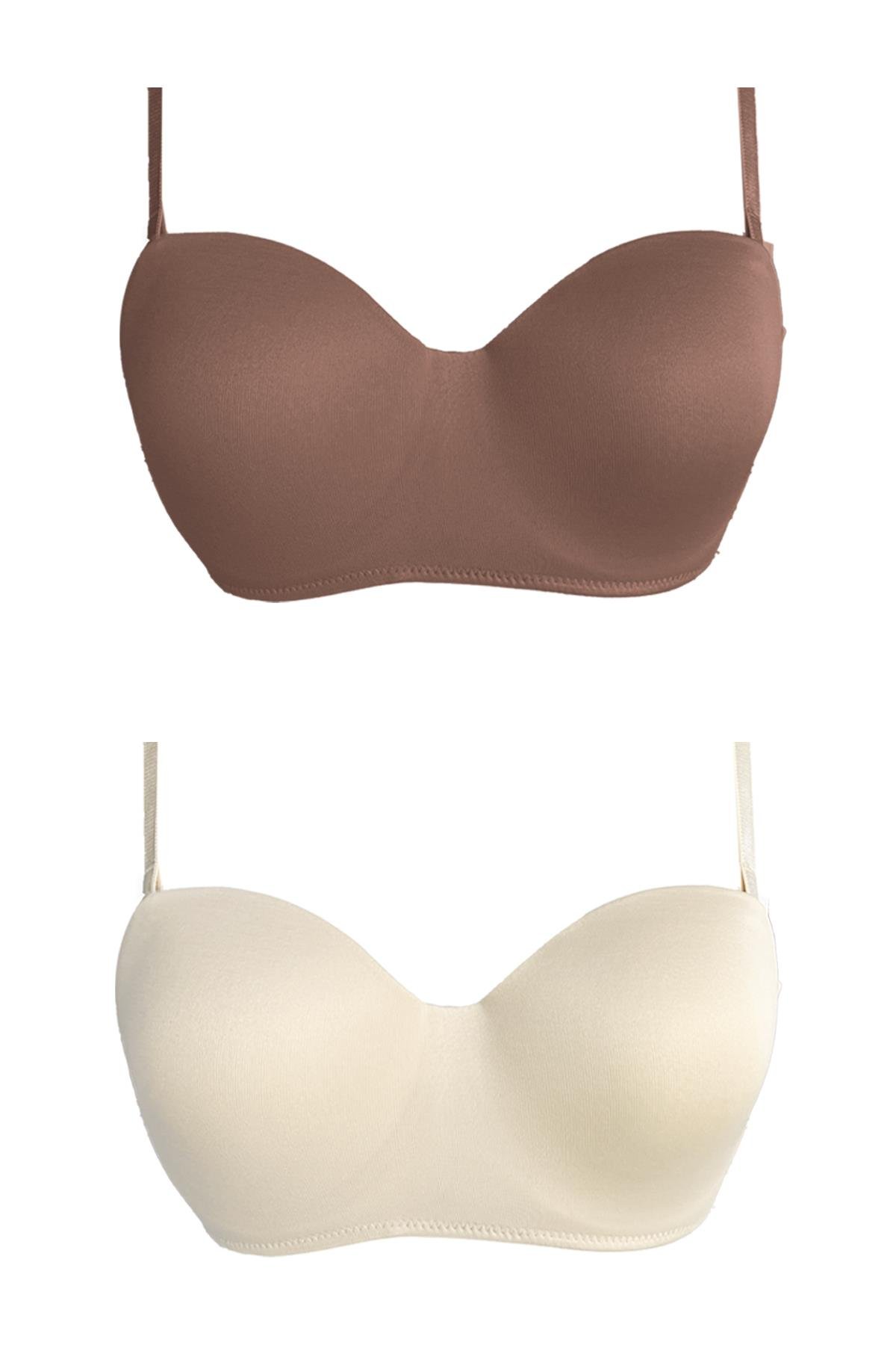 Balenli Toparlayıcı Dolgusuz Straplez Sütyen 2li Paket-2
