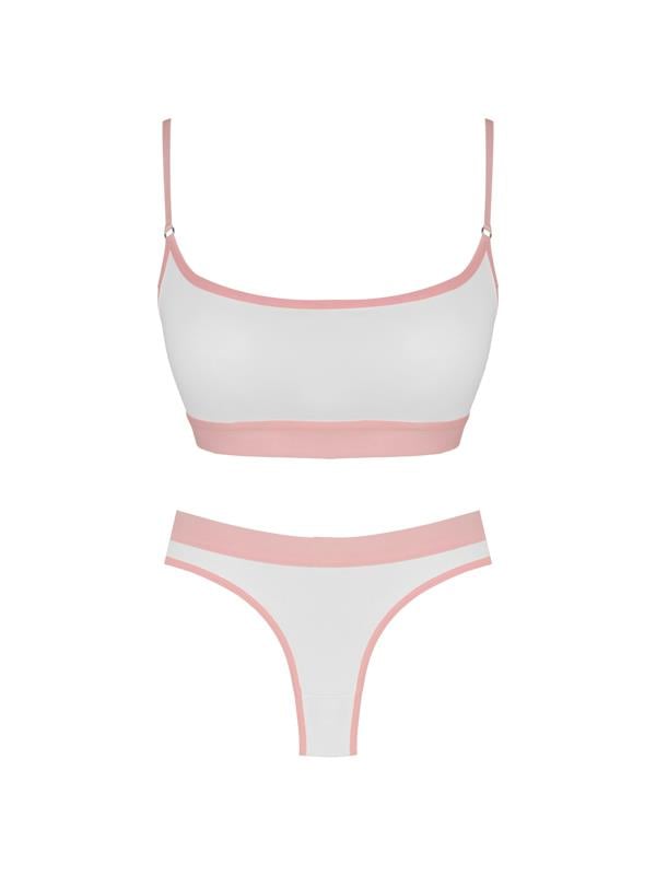 Beyaz Pamuklu Lastik Detaylı Ayarlanabilir Askılı Kadın Sütyen Takımı