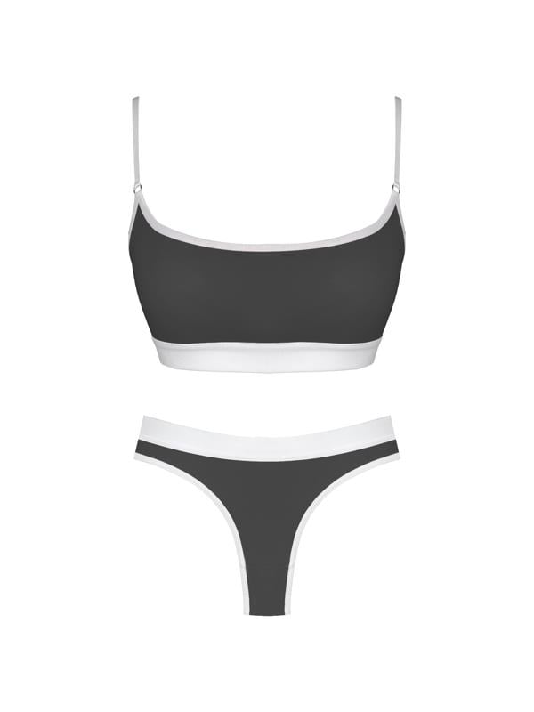 Siyah Pamuklu Lastik Detaylı Ayarlanabilir Askılı Kadın Sütyen Takımı